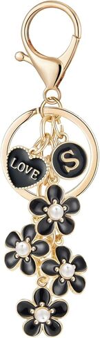 Initial Letter Keychain for Girls Flower Heart Kids Keyring Charms for Bag Handbag Backpack in Saudi Arabia