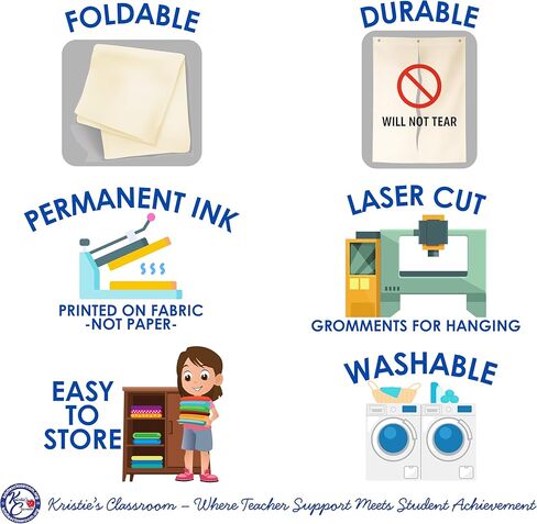 أكواب الفصل الدراسي من كريستي (تحقق من كتابتك) مخطط مرساة، مطبوع على القماش (18 × 26) in Kuwait