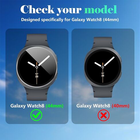 واقي شاشة Liuyuxi مكون من 3 قطع مصمم لساعة Samsung Galaxy Watch 8 (44 مم) من الزجاج المقسى مع إطار تثبيت محاذاة تلقائية، طبقة واقية مضادة للخدش وخالية من الفقاعات. in Kuwait