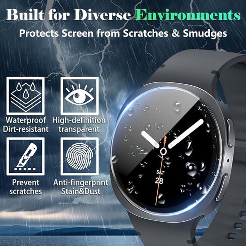 واقي شاشة Liuyuxi مكون من 3 قطع مصمم لساعة Samsung Galaxy Watch 8 (44 مم) من الزجاج المقسى مع إطار تثبيت محاذاة تلقائية، طبقة واقية مضادة للخدش وخالية من الفقاعات. in Kuwait