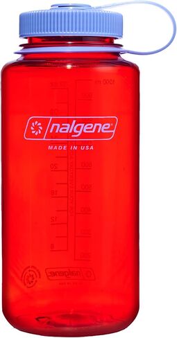 Nalgene Water Bottle - Lightweight Sustain Tritan BPA-Free Shatterproof Bottle for Backpacking, Hiking, Gym, 32 OZ, Wide Mouth, Marmalade Orange in Kuwait