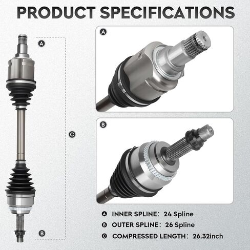 NEW Front Left CV Axle Driver Side Shaft Assembly fits for Toyota Camry 2002 2003 2004 2005 2006 2007 2008 2009 2.4L, for Highlander 2001-2007 2.4L FWD, for Solara 2004-2008 2.4L, for 66-5245 in Saudi Arabia