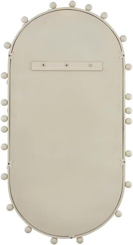 مرآة حائط بيضاوية الأولى من نوعها باللون العاجي - مرآة حديثة بهيكل من الزجاج والخشب الليفي متوسط ​​الكثافة، جاهزة للتعليق ولمسة نهائية عاجية متطورة - تصميم مصنوع يدويًا ومصنوع يدويًا بمهارة in Kuwait