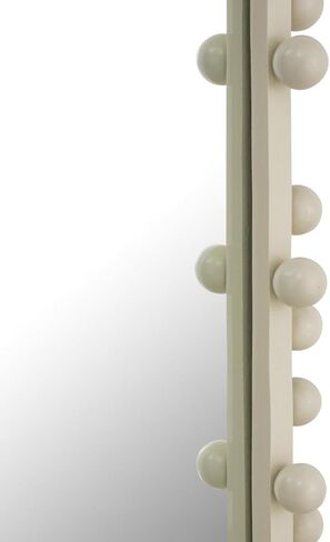 مرآة حائط بيضاوية الأولى من نوعها باللون العاجي - مرآة حديثة بهيكل من الزجاج والخشب الليفي متوسط ​​الكثافة، جاهزة للتعليق ولمسة نهائية عاجية متطورة - تصميم مصنوع يدويًا ومصنوع يدويًا بمهارة in Kuwait