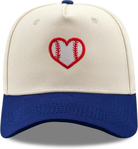 Embroidered Sports Baseball Cap with Love Heart, Two-Tone Adjustable Cotton Trucker Hat for Men Women Gifts in Saudi Arabia