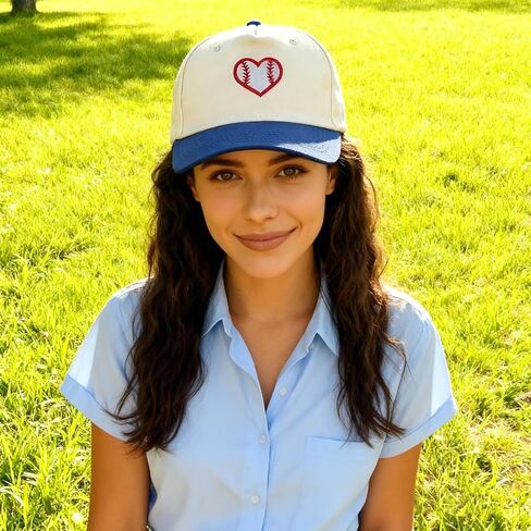 Embroidered Sports Baseball Cap with Love Heart, Two-Tone Adjustable Cotton Trucker Hat for Men Women Gifts in Saudi Arabia