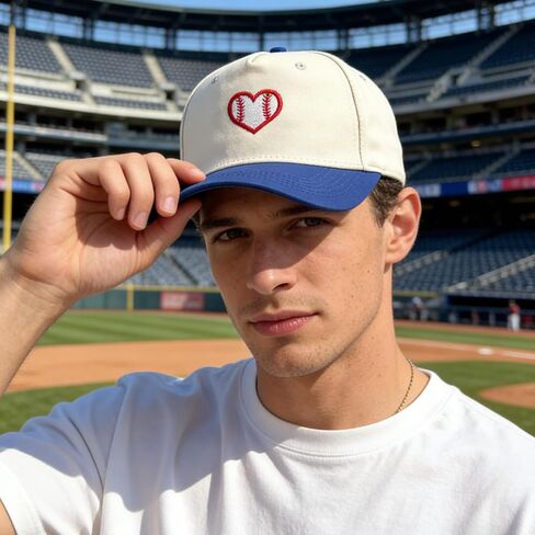 Embroidered Sports Baseball Cap with Love Heart, Two-Tone Adjustable Cotton Trucker Hat for Men Women Gifts in Saudi Arabia