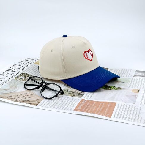 Embroidered Sports Baseball Cap with Love Heart, Two-Tone Adjustable Cotton Trucker Hat for Men Women Gifts in Saudi Arabia