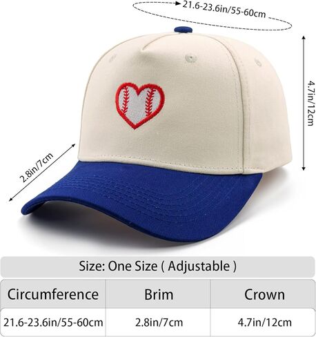 Embroidered Sports Baseball Cap with Love Heart, Two-Tone Adjustable Cotton Trucker Hat for Men Women Gifts in Saudi Arabia
