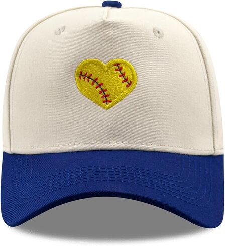 Embroidered Sports Baseball Cap with Love Heart, Two-Tone Adjustable Cotton Trucker Hat for Men Women Gifts in Saudi Arabia
