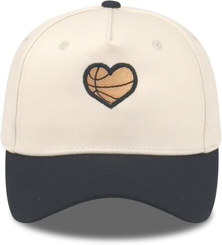 Embroidered Sports Baseball Cap with Love Heart, Two-Tone Adjustable Cotton Trucker Hat for Men Women Gifts in Saudi Arabia