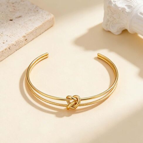 72ore Knot Adjustable Bangle Bracelet for Women, Two Tone Knot Design, Minimalist Wrist Jewelry for Daily Wear in Kuwait