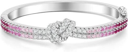 سوار بعقدة التنس الأبدية للنساء، سوار من الذهب الأبيض مع زركونيا مكعب متدرج، مجوهرات هدية أنيقة in Kuwait