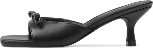 Mattiventon Heeled Sandals for Women Kitten Heels Open Square Toe Bow Mules Heels Slip On Cute Summer Dress Shoes Party Wedding in Kuwait