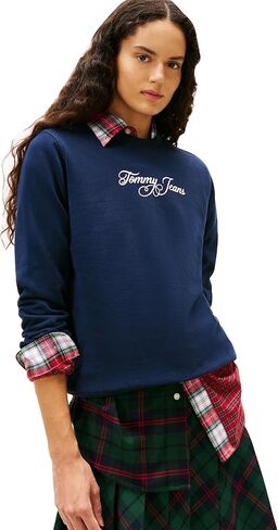 Tommy Jeans Women's Medium Weight Pullover Crewneck With Printed Script Logo in Kuwait