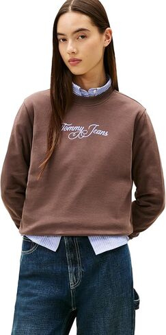 Tommy Jeans Women's Medium Weight Pullover Crewneck With Printed Script Logo in Saudi Arabia