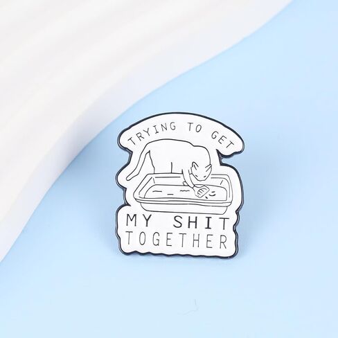 Trying To Get My Sht Together Cat Enamel Pin, Gift For Cat Mom Dad Kitten Mama, Funny Sarcasm Lapel Pin, Kawaii Meow Brooches, Humor Quote Saying Decoration Badge Jewelry For Backpack Jacket Hat in Saudi Arabia