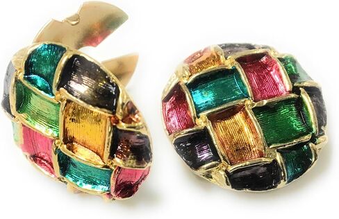 1" inch Button Covers Button Clips Hand Painted on Gold Plated-1 Pair - The Alternative to Cufflinks For Regular Shirts in Saudi Arabia