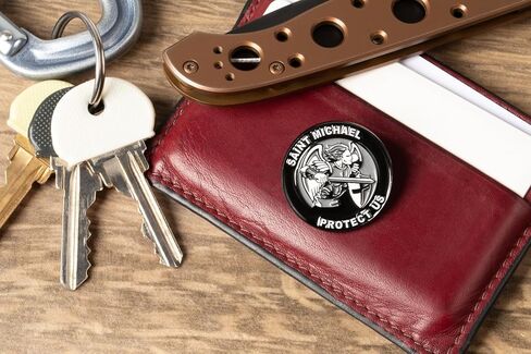 Saint Michael "Protect Us" Lapel-Brooch Pin - Black Colored Metal Plated - Luxury Clothing-Hat-Bag Accessory in Kuwait