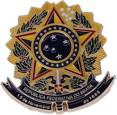 البرازيل يوم إعلان الجمهورية البرازيلية 15 نوفمبر 1889 الشعار الوطني 1.2 بوصة شارة بدبوس من المينا in Saudi Arabia