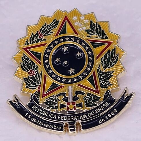 البرازيل يوم إعلان الجمهورية البرازيلية 15 نوفمبر 1889 الشعار الوطني 1.2 بوصة شارة بدبوس من المينا in Saudi Arabia