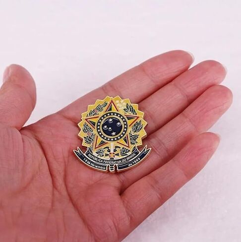البرازيل يوم إعلان الجمهورية البرازيلية 15 نوفمبر 1889 الشعار الوطني 1.2 بوصة شارة بدبوس من المينا in Saudi Arabia