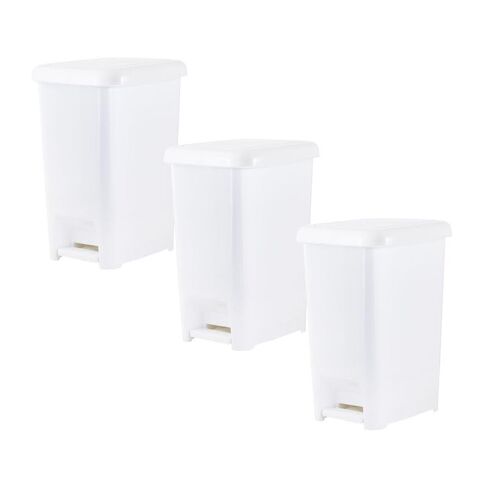 Superio Slim Trash Can with Foot Pedal, 16 Gallon Step-On Trash Can with Lid, Large Kitchen Plastic Garbage Can and Recycling Bin, White 2 Pack in Saudi Arabia