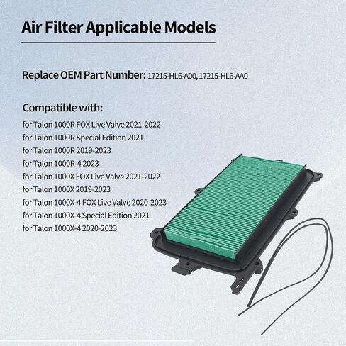 17215-HL6-A00 Air Filter Compatible with Honda Talon 1000R 2019-2022 / 1000X-4 2020-2022, Ho-dan Talon 1000 1000R 1000X 1000X4 UTV Parts in Kuwait