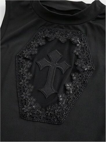 Floerns Women's Y2k Punk Cross Tank Tops Mock Neck Sleeveless Grunge Gothic Clothes in Saudi Arabia