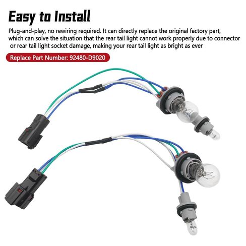 92480-D9020 Tail Light Lamp Wiring Harness (Non-LED), Compatible with 2017 2018 2019 Kia Sportage EX LX SXL SX 2017 2018 2019, Pack of 2 in Kuwait