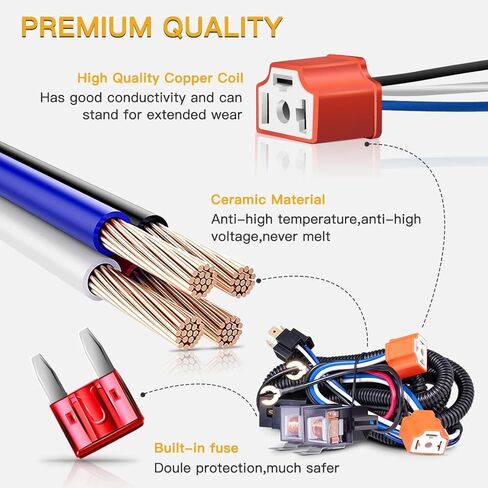 طقم تسخير مرحل المصباح H4 للمصابيح الأمامية 7 × 6 5 × 7 H6054، حزام أسلاك من السيراميك الحراري متوافق مع شاحنة شيروكي للطرق الوعرة تشيفي مع H6014 H6052 H6054LL لإصلاح مشكلة الأرض المزدوجة in Kuwait