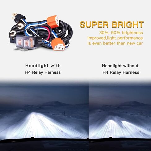 طقم تسخير مرحل المصباح H4 للمصابيح الأمامية 7 × 6 5 × 7 H6054، حزام أسلاك من السيراميك الحراري متوافق مع شاحنة شيروكي للطرق الوعرة تشيفي مع H6014 H6052 H6054LL لإصلاح مشكلة الأرض المزدوجة in Kuwait