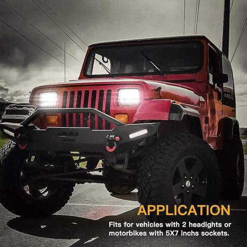 طقم تسخير مرحل المصباح H4 للمصابيح الأمامية 7 × 6 5 × 7 H6054، حزام أسلاك من السيراميك الحراري متوافق مع شاحنة شيروكي للطرق الوعرة تشيفي مع H6014 H6052 H6054LL لإصلاح مشكلة الأرض المزدوجة in Kuwait