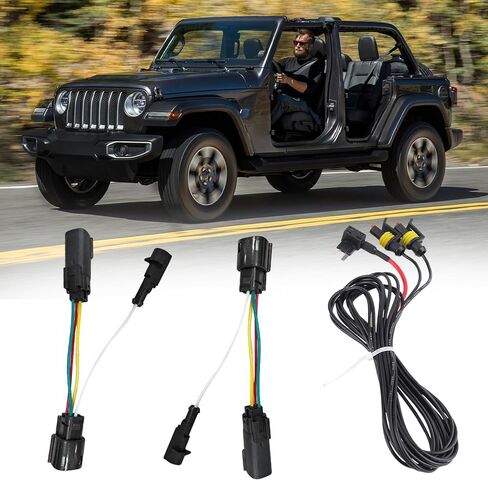 Headlight DRL Adapter Harness Kit Compatible with Jeep Wrangler JL 2018 2019 2020 2021 2022 Adapter W/DRL 4th Wire Harness [Plug N Play] in Saudi Arabia