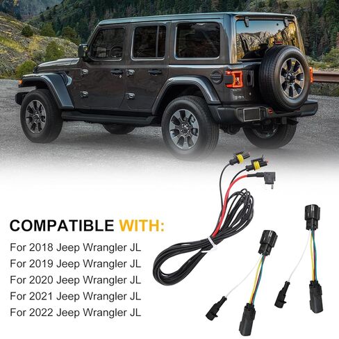 Headlight DRL Adapter Harness Kit Compatible with Jeep Wrangler JL 2018 2019 2020 2021 2022 Adapter W/DRL 4th Wire Harness [Plug N Play] in Saudi Arabia