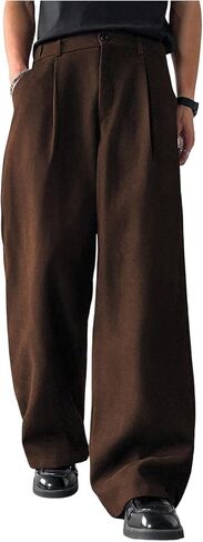 OYOANGLE Men's Pleated Dress Pants Zipper Fly Straight Leg Business Casual Trousers with Pockets in Saudi Arabia