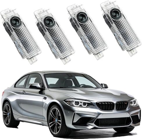 مصابيح باب السيارة، 4 عبوات من مصابيح شعار جهاز عرض LED للباب، مصابيح ترحيب لاسلكية، مصابيح ظل الشبح متوافقة مع سلسلة 3/5/6/7/X1/X2/X3/X4/X5/X6/X7/Z/M/GT in Kuwait