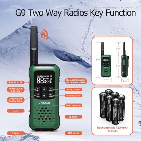 G9 IP67 Waterproof Two Way Radios, 2 Way radios Outdoor Adventure NOAA Weather Alert & SOS Emergency Lamp Adult Walkie Talkies Long Range Rechargeable (G9-6 Pack) in Saudi Arabia