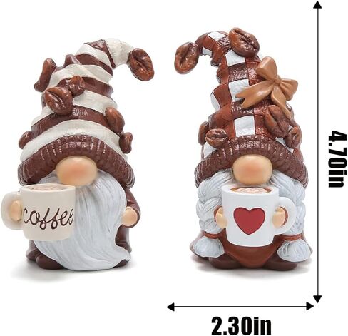 Hodao Gnomes Figurines 2PCS Coffee Dwarf Coffee Bar Decoration Accessories Spring Gifts Summer Home Layered Tray Table Decoration Indoor gnome Collectibles Resin Enthusiasts Collect Statues in Saudi Arabia