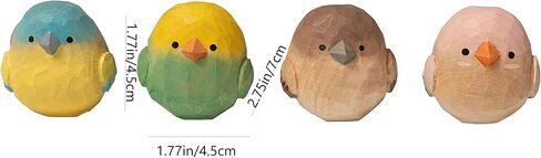 مجموعة تماثيل الطيور الخشبية المنحوتة يدويًا مكونة من 4 - تماثيل طيور صغيرة ملونة ريفية لديكور سطح الطاولة في المزرعة، وزخارف أنيقة للمنزل، وديكورات الربيع، وهدية لمحبي الطيور in Kuwait