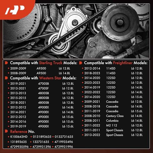 A-Premium 64.44 Inch Heavy-Duty Serpentine Drive Belt Compatible with Freightliner M2 112 2011-2012 12.8L - Replace 0131893635 in Saudi Arabia