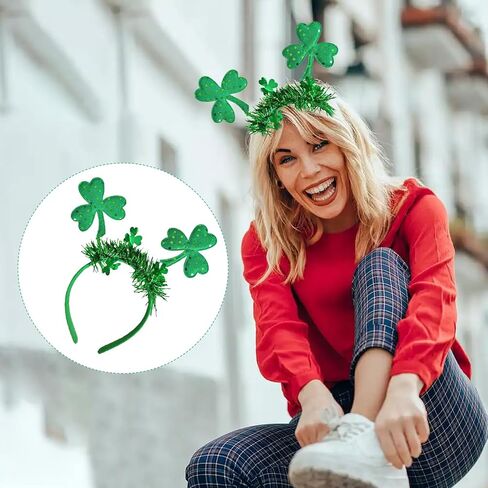3PCS St Patricks Day Accessories,St Patricks Day Headband and Glasses Set for Women,Funny Acrylic Irish Shamrock Dangle Earrings for St. Patrick's Day Party Favors Decorations Costume Accessories in Saudi Arabia