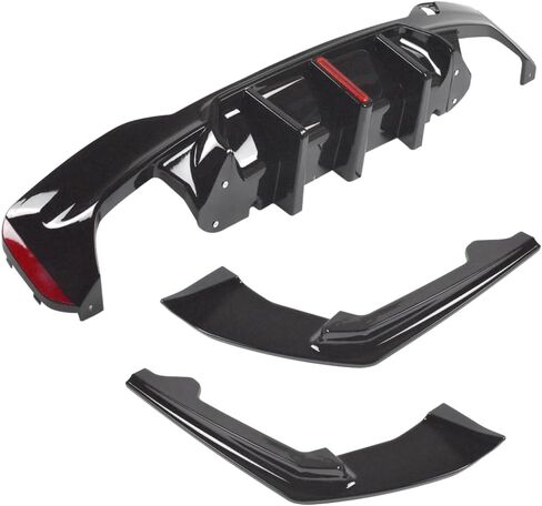 ناشر خلفي أسود لامع مع أضواء فرامل LED ستروب مناسب لسيارات BMW 2017-2023 G30 G31 G38 M-Sport | تصميم طراز M5 وملحقات الزوايا | ترقية Direct Fit للتصميم الخلفي العدواني in Kuwait