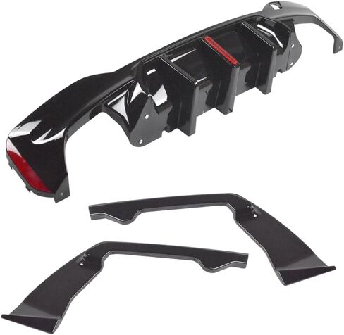 ناشر خلفي أسود لامع مع أضواء فرامل LED ستروب مناسب لسيارات BMW 2017-2023 G30 G31 G38 M-Sport | تصميم طراز M5 وملحقات الزوايا | ترقية Direct Fit للتصميم الخلفي العدواني in Kuwait