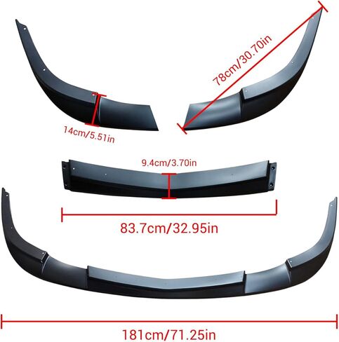 شفة أمامية من CHIESMA تناسب Corvette C6 Z06 ZR1 Grand Sport 2005-2013، ABS Widebody C6 Front Bumper Lip 3PC ملحقات خارجية لمجموعة الجسم (لا تناسب الطراز الأساسي) (أسود غير لامع) in Kuwait