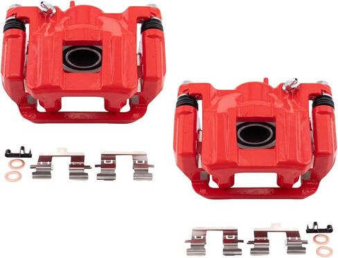TRQ Performance Rear Driver and Passenger Side Brake Caliper Set Caliper Brackets Hardware Compatible with 11-17 Honda Odyssey in Saudi Arabia