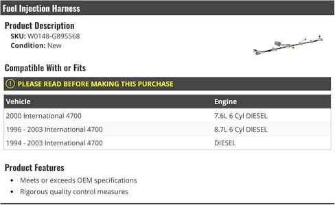 Fuel Injection Harness - Compatible with 1994-2003 International 4700 Diesel in Saudi Arabia
