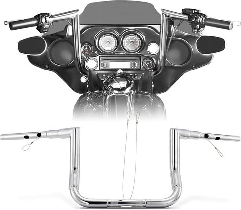 مقود ستريت جلايد 1 1/2 بوصة 10 بوصة ارتفاع زاوية يمين 1.5 بوصة سمين 1 بوصة مشبك Ape Hangers لنماذج Harley 2023-later CVO Street Glide FLHXSE & 2024 2025 2026 FLHX، كروم in Saudi Arabia