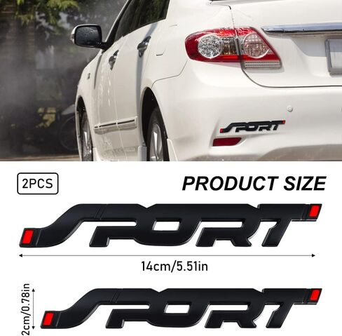 2 Pack 3D Metal Car Sport Sticker, Sport Logo Emblem Badge Decals, Car Side Fender Rear Trunk Sport Sticker (Black) CN001 in Saudi Arabia