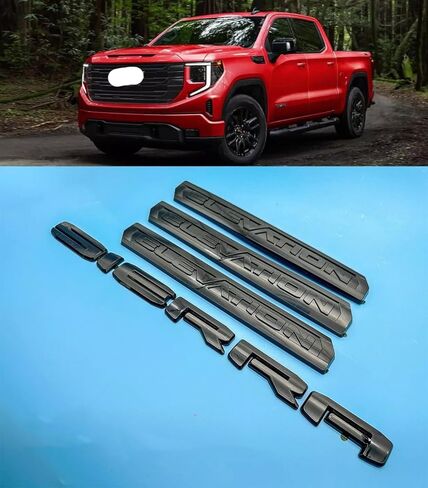 4PCS Elevation Sierra 4x4 Overlay Emblem 3D Door Rear Badge Letter Nameplate Replacement for 2019+ Sierra 1500 (Overlay Emblem Gloss Black) in Saudi Arabia